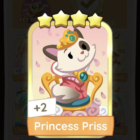 Monopoly GO Golden Blitz 4⭐ Sticker – Princess Priss (Limited 1 - Day Event) Monopoly GO Stickers – BoxBoxID